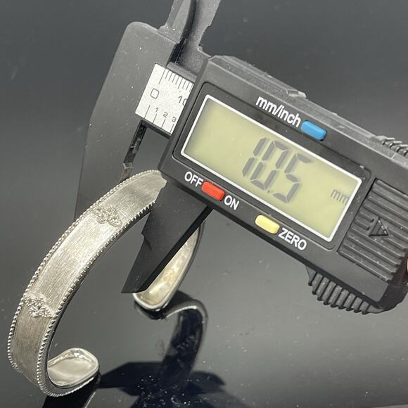 Jude Frances Sterling 925 Brushed Silver Narrow Cuff Bracelet White Topaz 6.5" - Picture 6 of 10